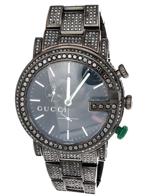 mens black diamond gucci watch|gucci leather watch.